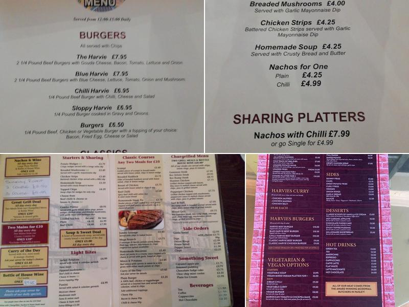 Harvies Bar Menu