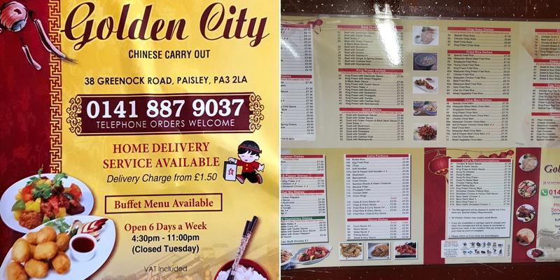 Golden City Menu