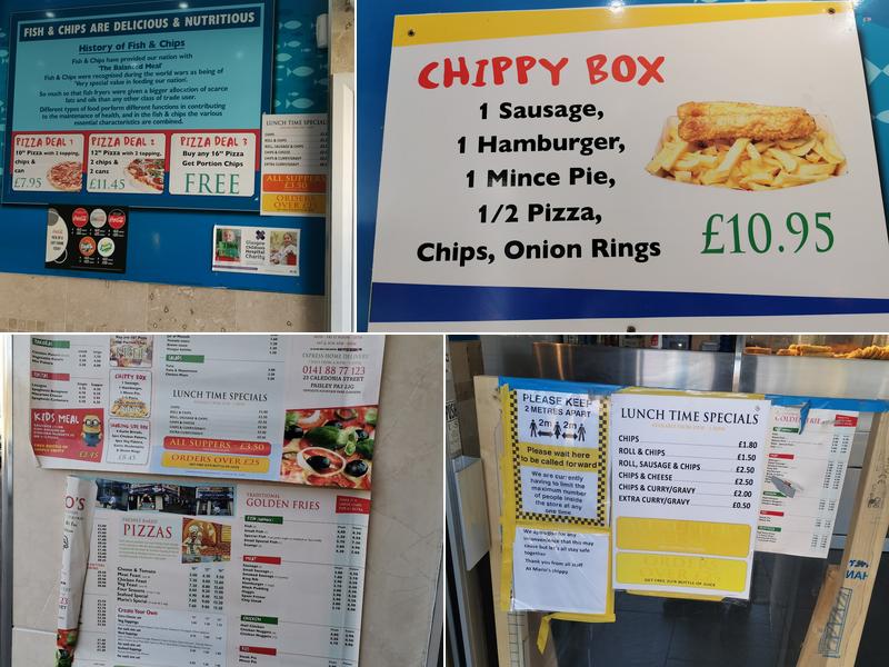 Mario's Fish and Chips Menu