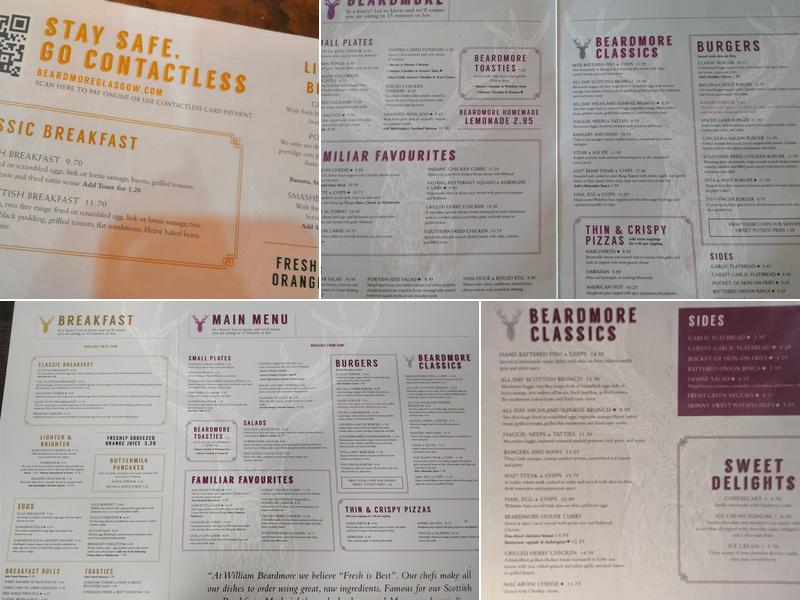 William Beardmore & Co Menu