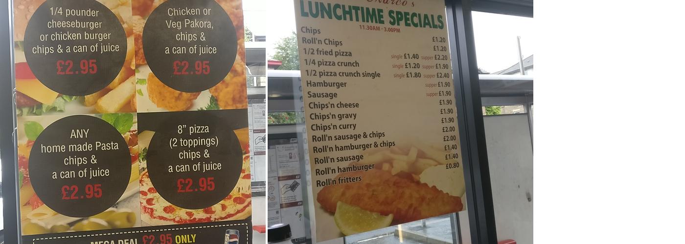 De Marco's Fish & Chips Menu