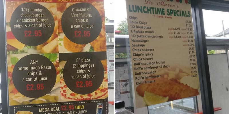 De Marco's Fish & Chips Menu