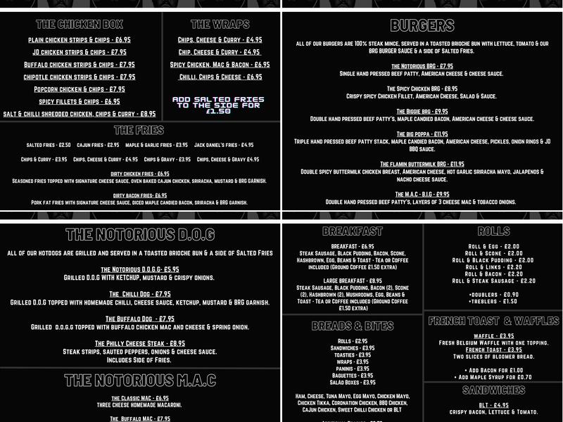 The Notorious BRG - Paisley Menu