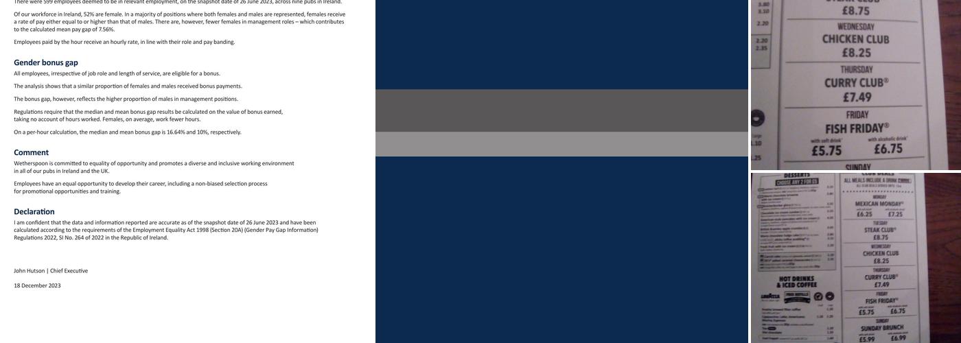 The Brocket Arms Menu