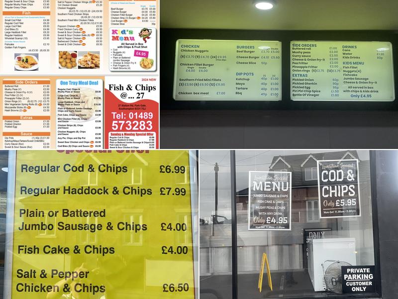 Fish & Chips at 27 Menu