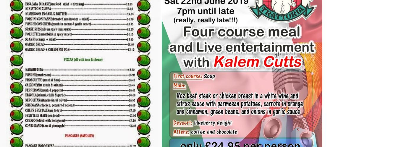 Marios Trattoria Menu