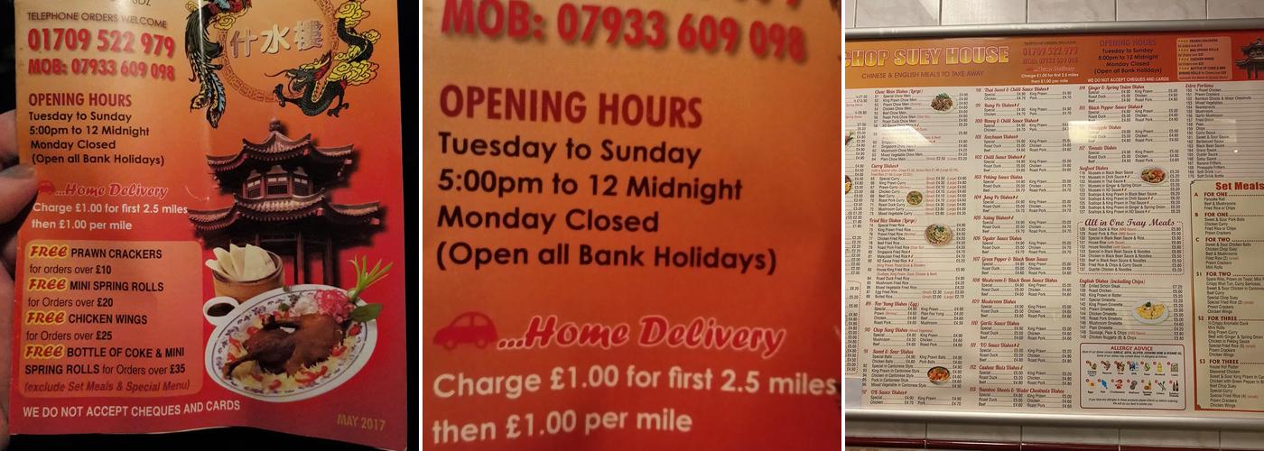 Chop Suey House Menu