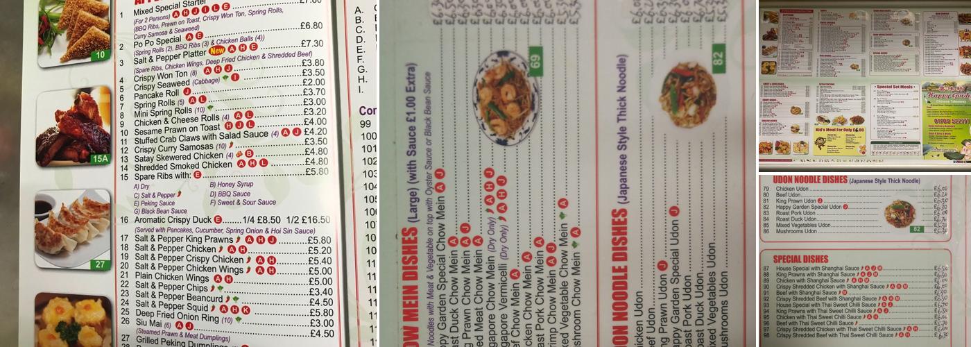 Happy Garden Chinese Take Away Menu