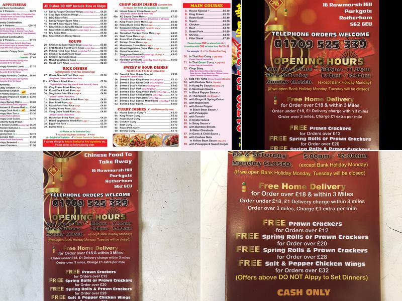 CHINA STAR Chinese Takeaway Menu