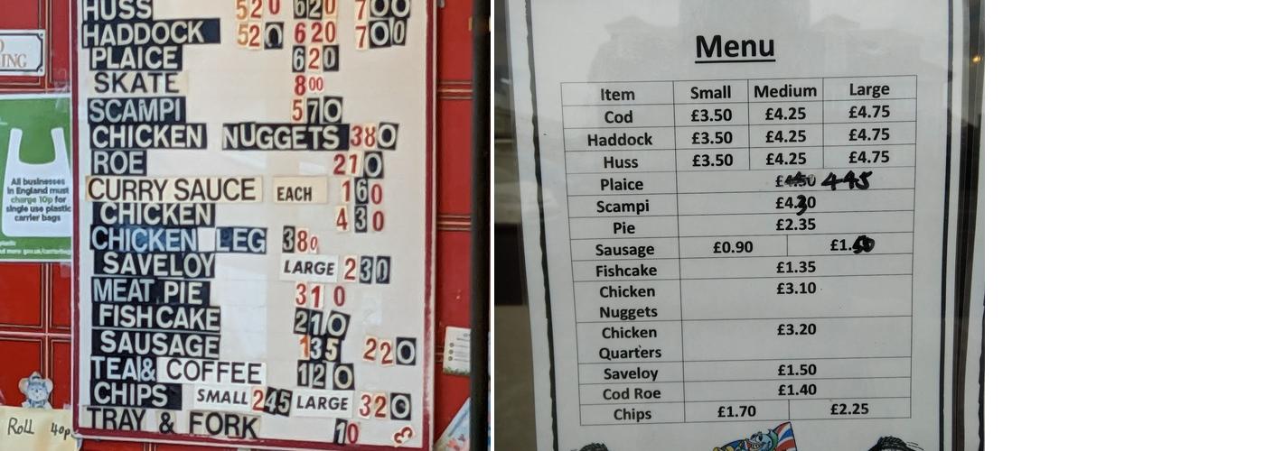 Central Fish Shop Menu