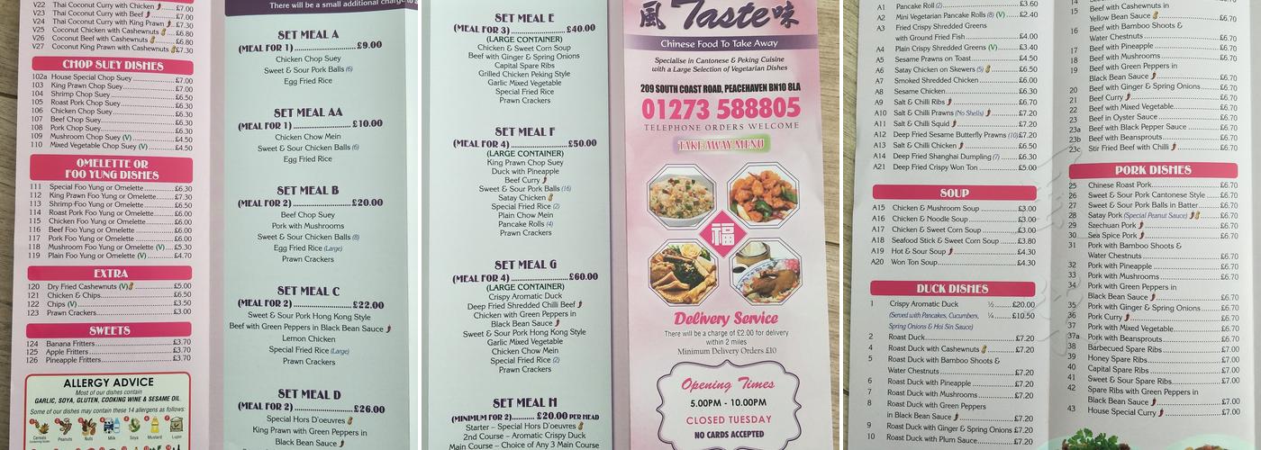 Oriental Taste Menu