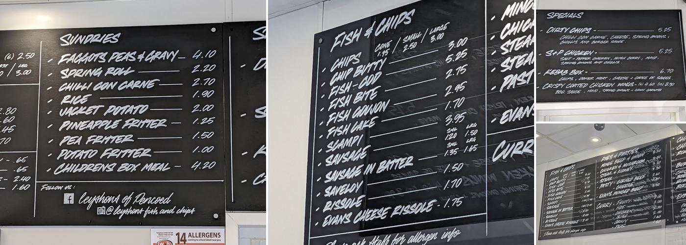 Leyshons of Pencoed Ltd Menu