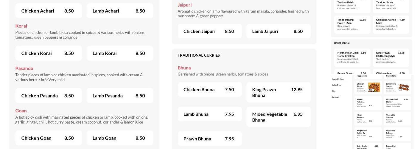 Spice of Penicuik Menu