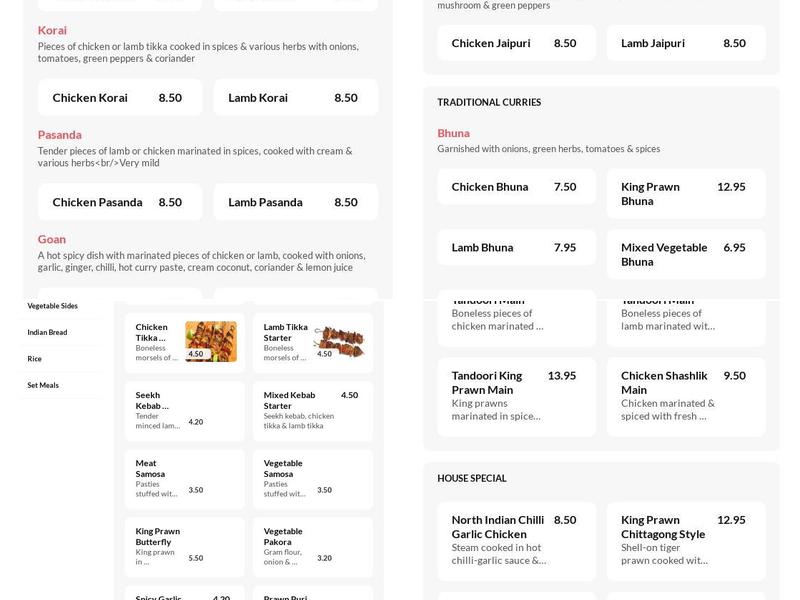 Spice of Penicuik Menu