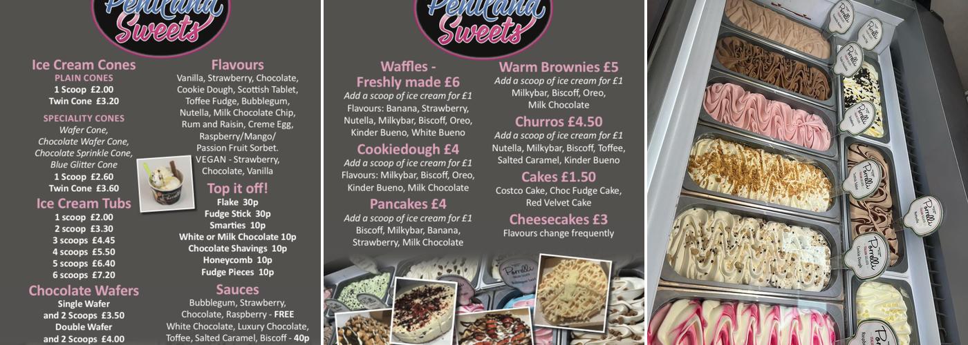 Pentland Sweets Menu