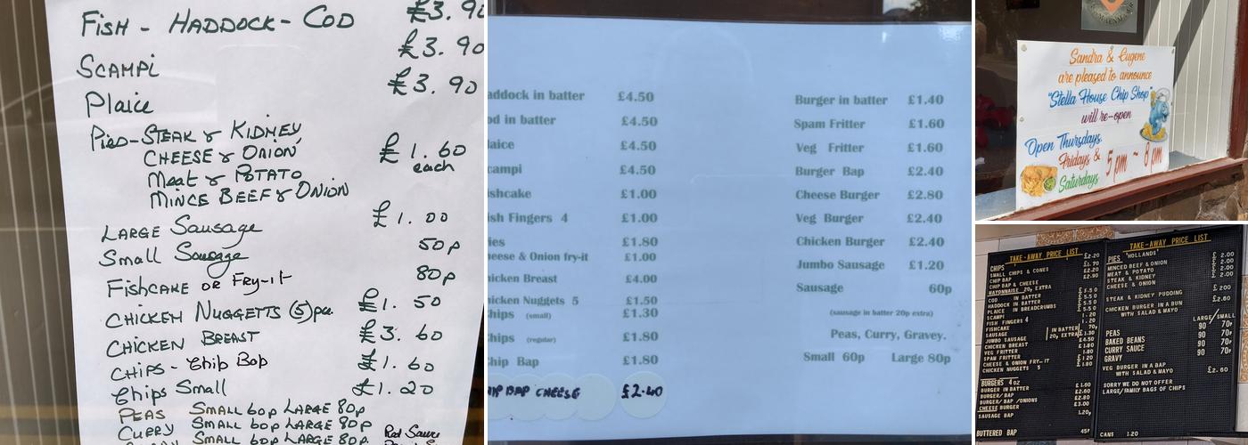 Stella House Fish & Chips Menu