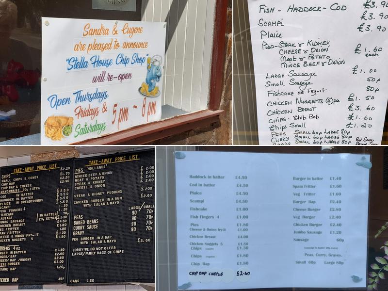 Stella House Fish & Chips Menu