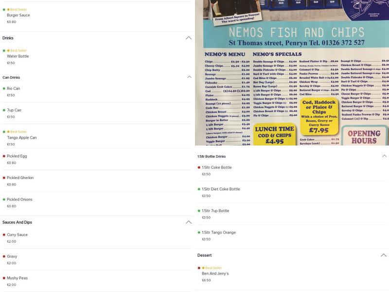 Penryn Traditional Fish And Chips Menu