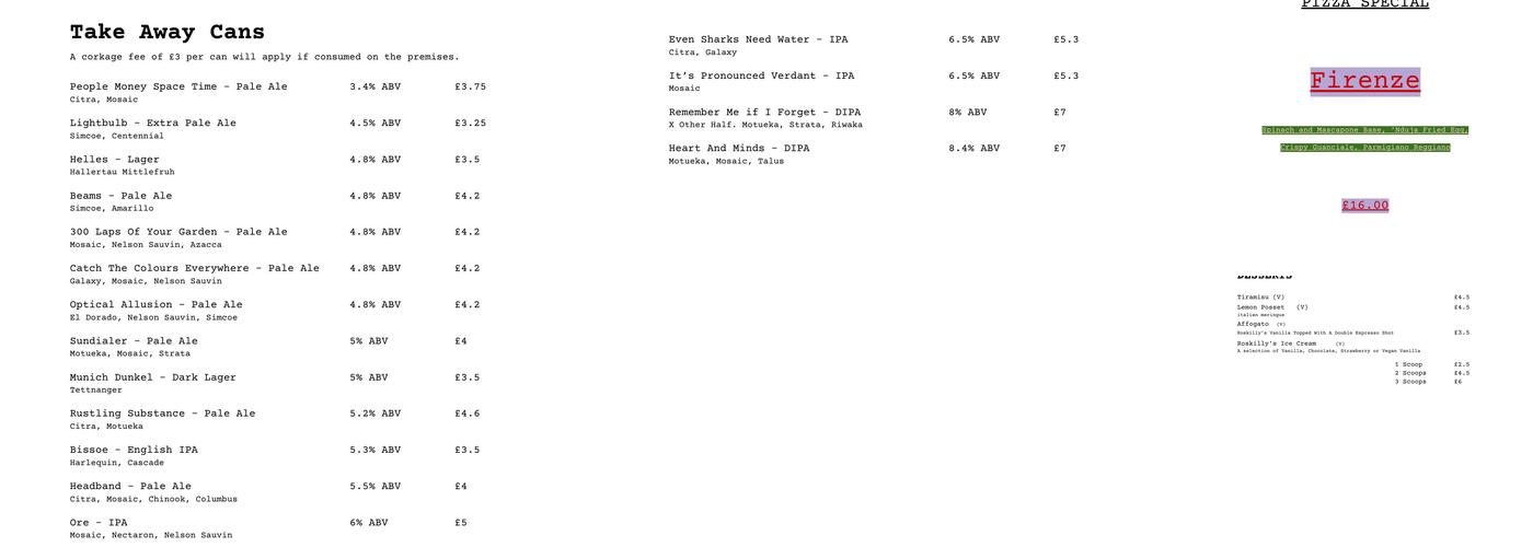 Verdant Brewing Co - Brewery & Taproom Menu