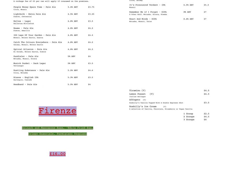 Verdant Brewing Co - Brewery & Taproom Menu