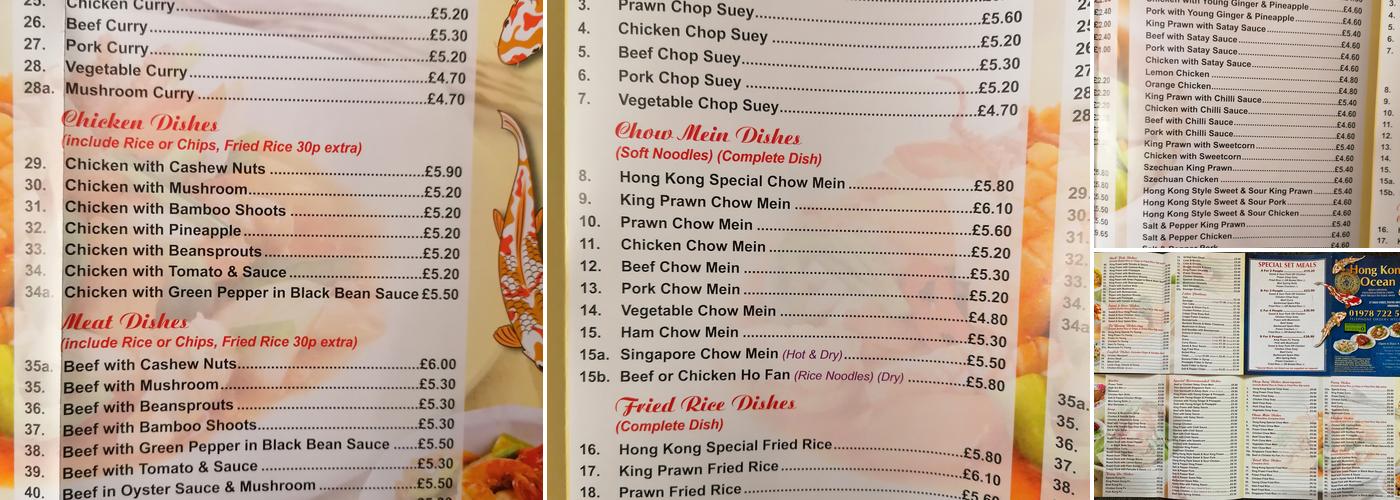 Hong Kong Ocean Menu
