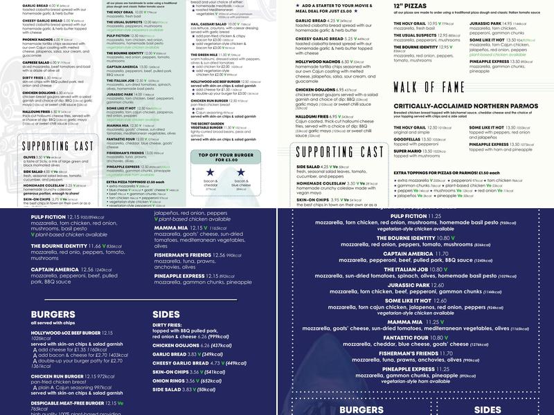 Hollywood Pizza @ Savoy Menu