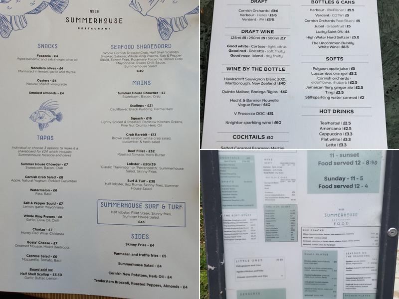 Summer House Menu
