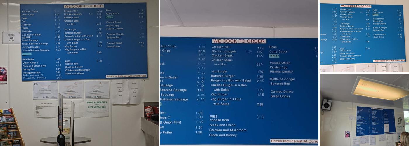 KC'S fish and chips Menu