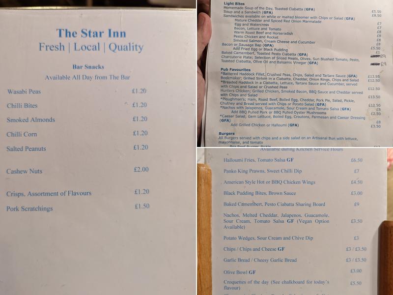 The Star Inn Menu