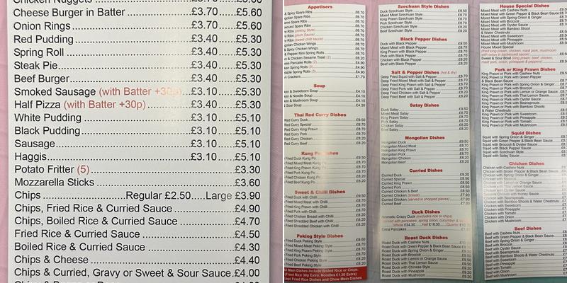 Scone Fish & Chip Shop Menu