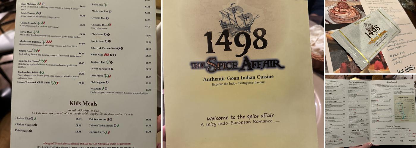 1498 The Spice Affair Menu