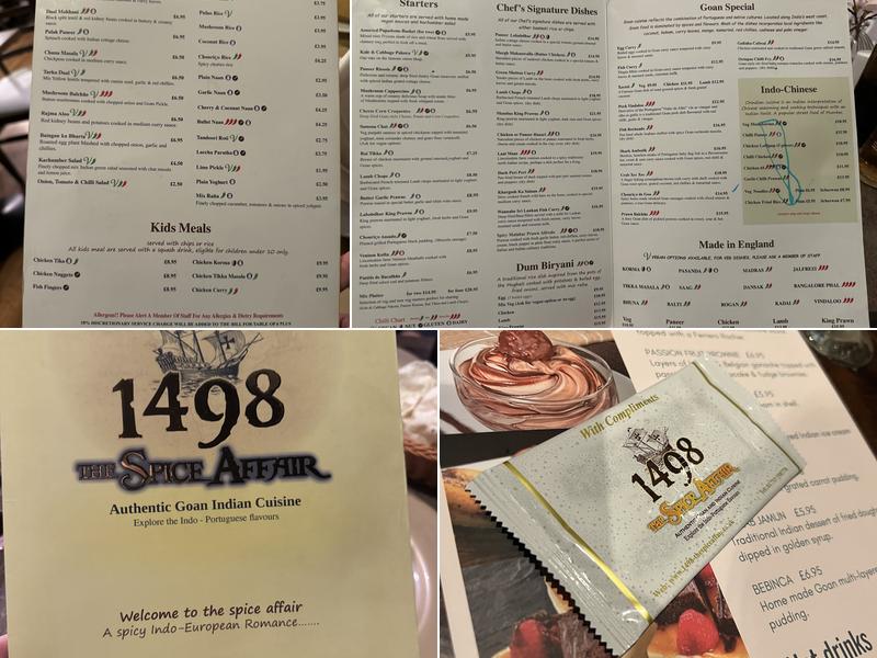 1498 The Spice Affair Menu