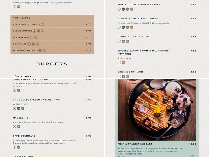 Côte Peterborough Menu