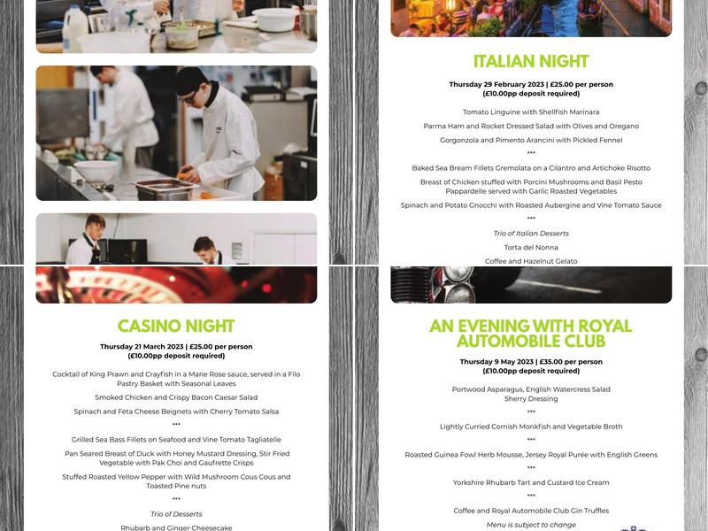 Parcs Restaurant Menu