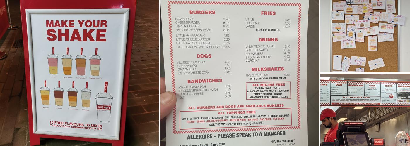 Five Guys Peterborough Menu