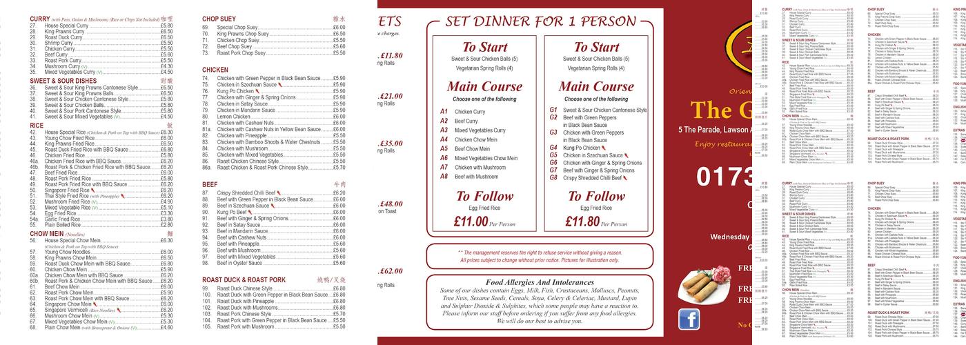 The Gourmet Inn Menu