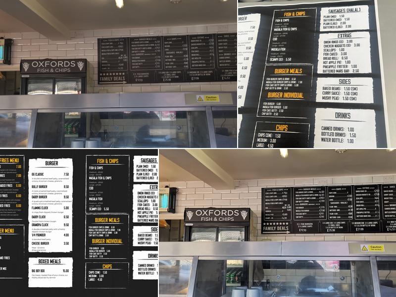 Oxfords Fish and Chips Menu