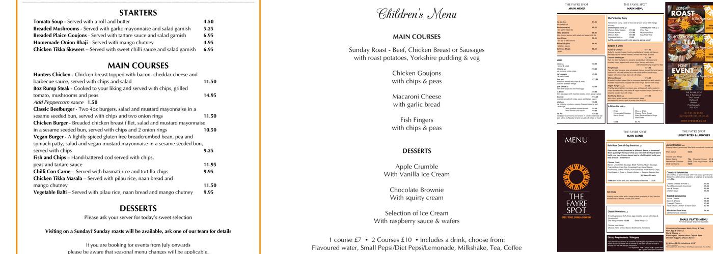 The Fayre Spot Menu