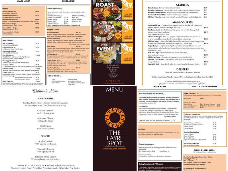 The Fayre Spot Menu