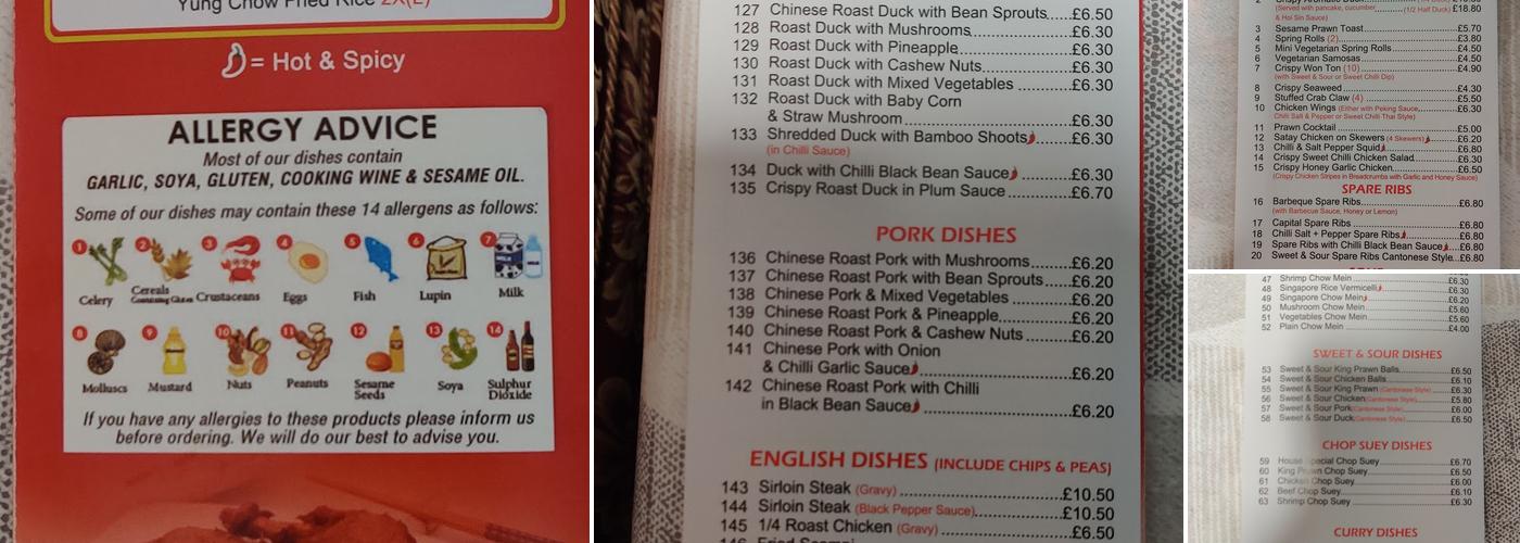 Willow Garden Chinese Takeaway Menu