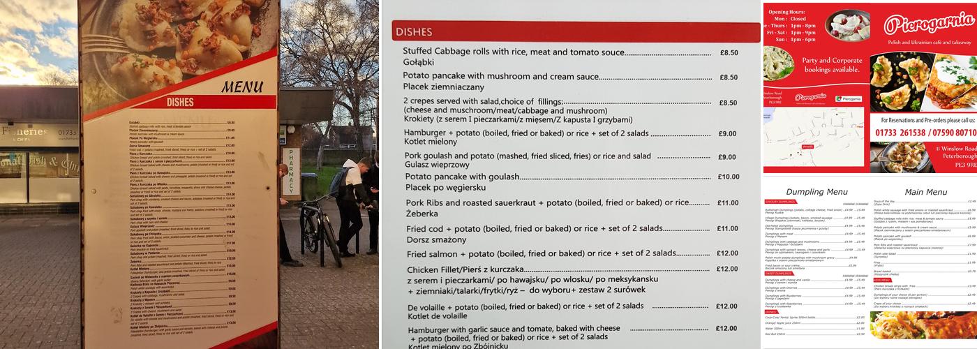 Pierogarnia Menu