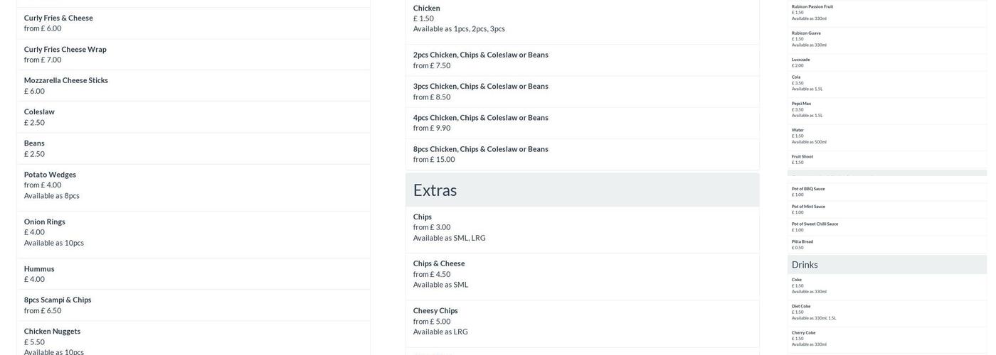 Rambo's Kebab House Menu