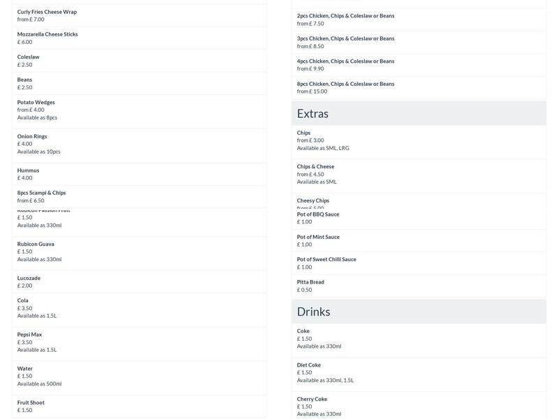 Rambo's Kebab House Menu