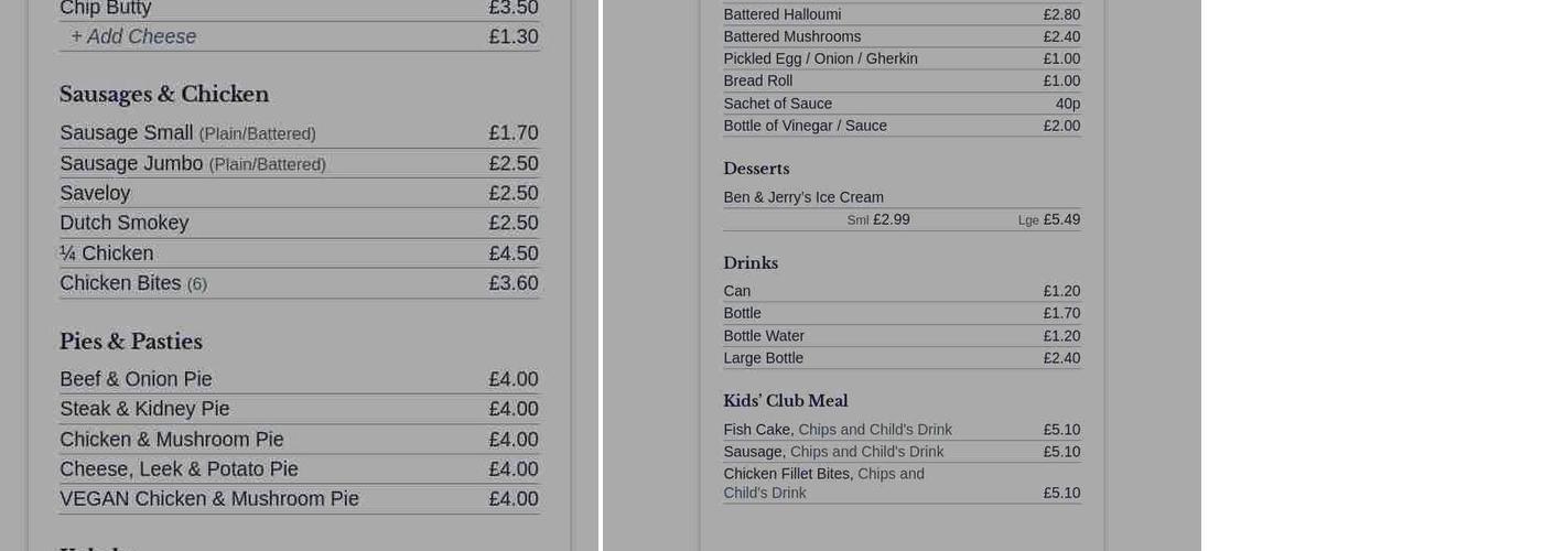 Netherton Fisheries Menu