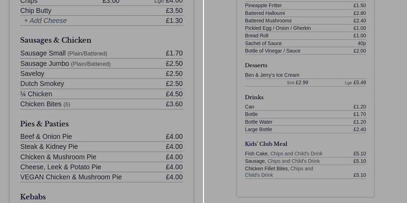 Netherton Fisheries Menu