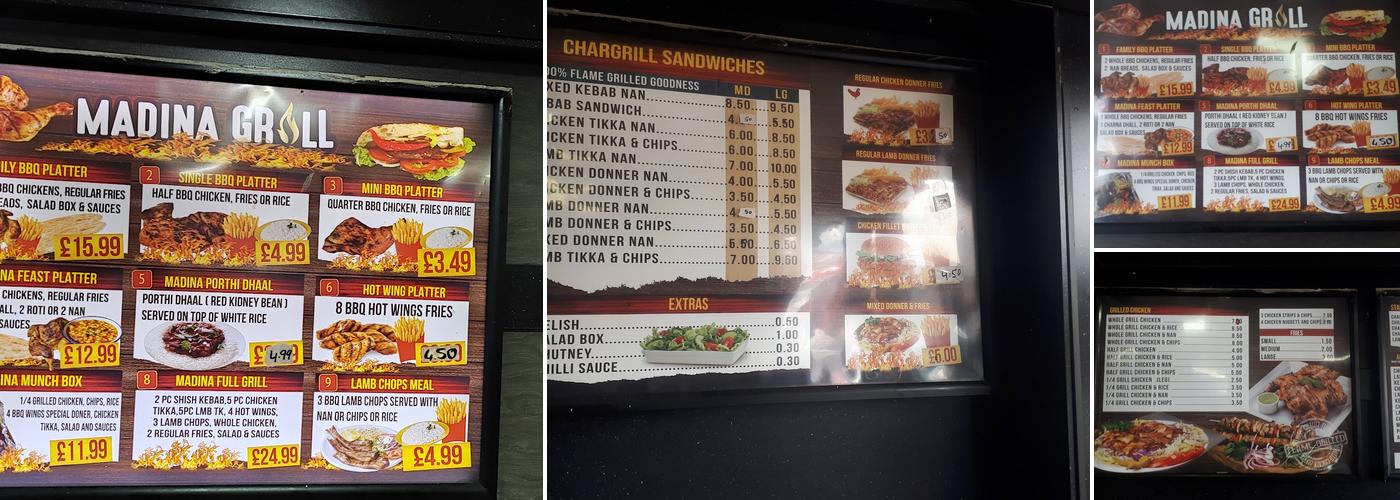 Madina Grill (Cambs) Ltd Menu