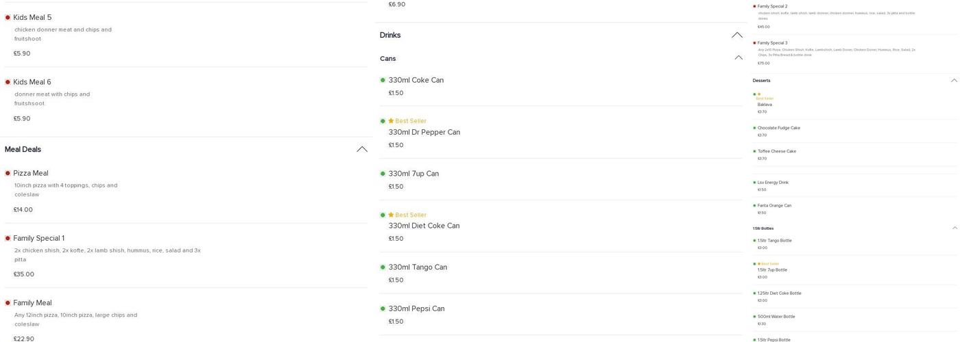 Zorba Kebab House Menu