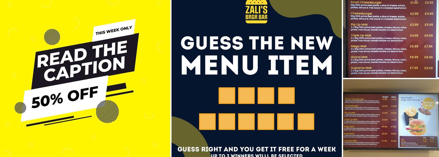 Zali's Brgr Bar Menu