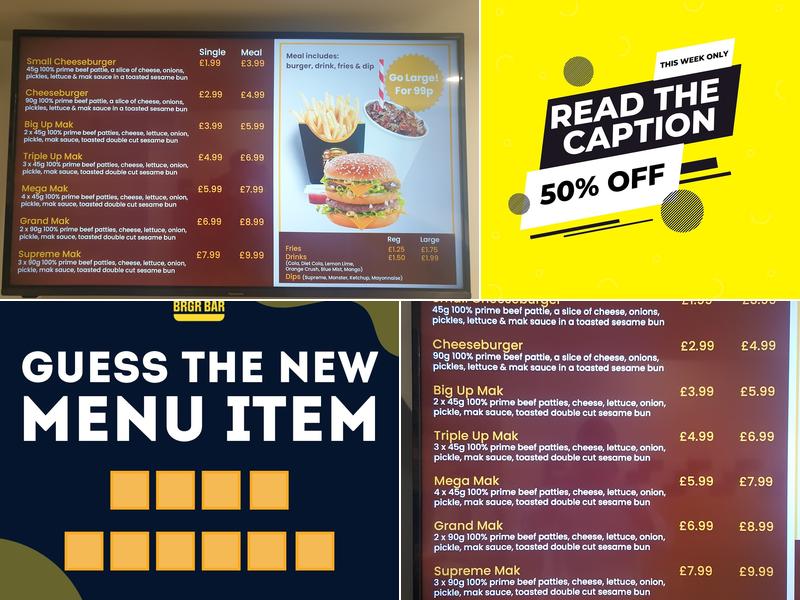 Zali's Brgr Bar Menu