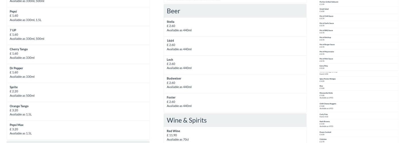 UK Pizza & Kebab Menu